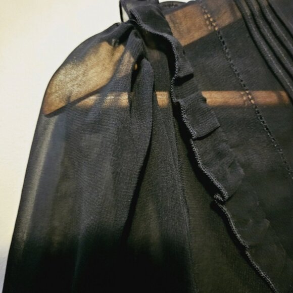 3/$13 | Sheer BlackRomantic Long Sleeve Peasant Bohemian Goth Witchy Blouse - Picture 6 of 9